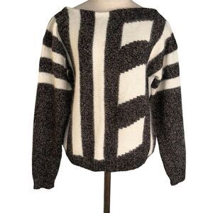 Anne Klein Knitwear Womens Vintage Wool Angora Blend Abstract Knit Cozy Sweater